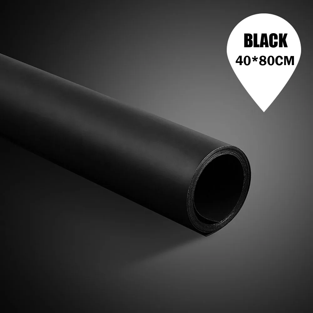 40*80 см ПВХ фотостудия материал фон 3 цвета на выбор фон против морщин фото фон оборудование - Цвет: Черный