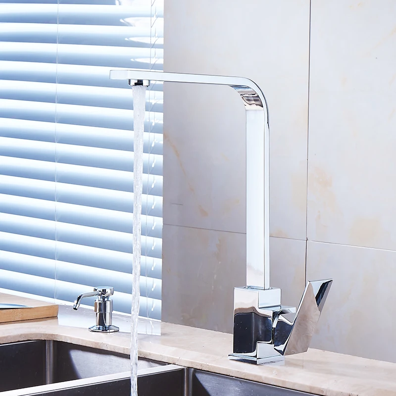  Kitchen Faucet Chrome Brass Deck Kitchen Sinks Faucet High Arch 360 Degree Rotating Swivel Cold Hot - 32760708683