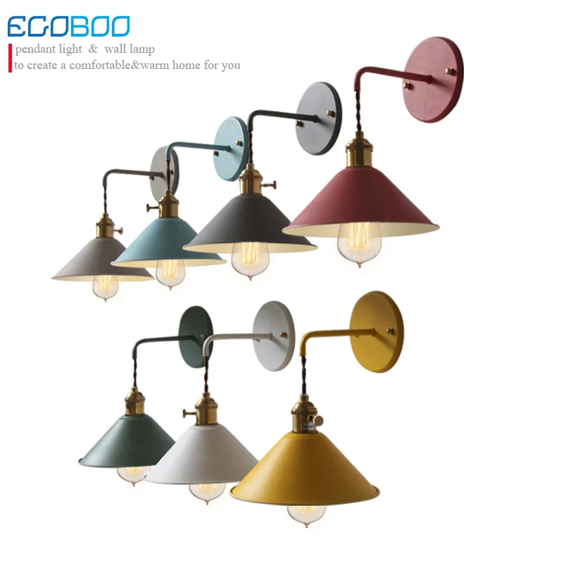 Retro American Loft Industrial Wall Lamps Vintage Bedside Wall Light Metal Lampshade E27 Edison Bulbs 110V/220V