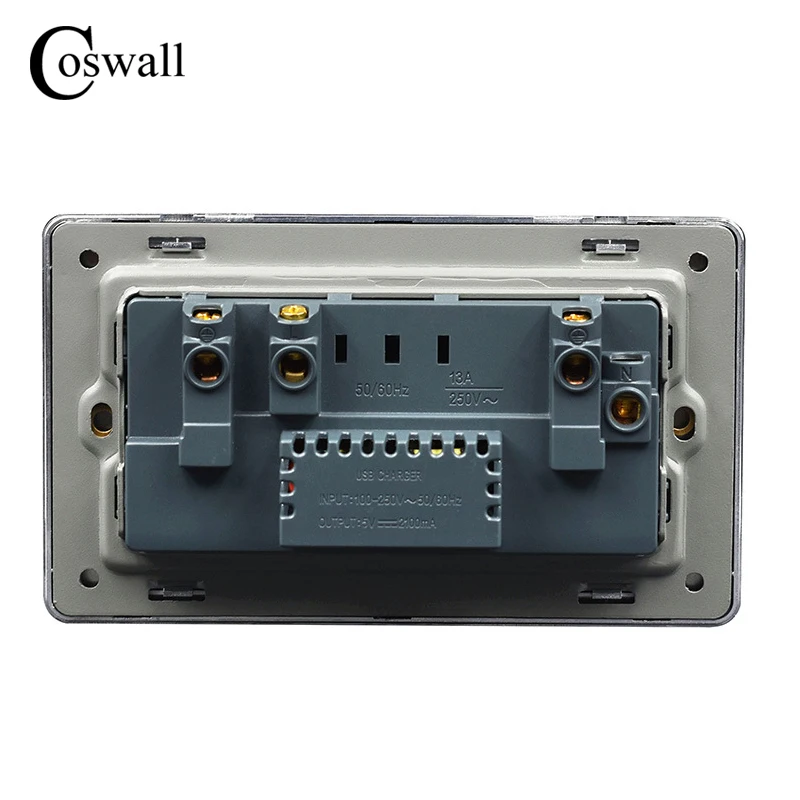 COSWALL 146 стандарт Великобритании переключаемая розетка 2 USB порт зарядки для