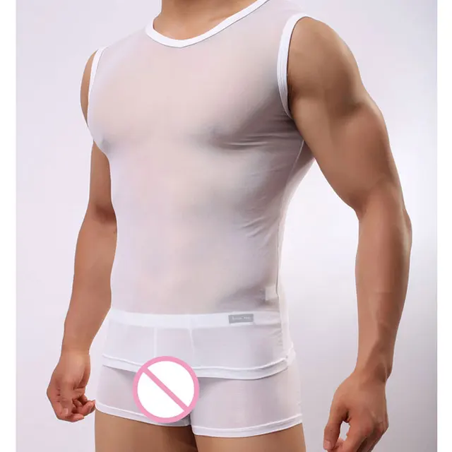 Price Sexy Men Plus Size Mesh Transparent Tank Top See Through Vest Male Hot Underwear Lingerie Sleep Wear Gay Wear F18 Price Sexy Men Plus Size Mesh Transparent Tank Top See Through Vest Male Hot Underwear Lingerie Sleep Wear Gay Wear F18