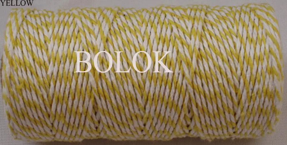 1 piece(110yards) 19 kinds color choose double color Cotton Baker twine(dia.: 2mm for gift packing, cotton twine 12ply BY EMS - Цвет: yellow