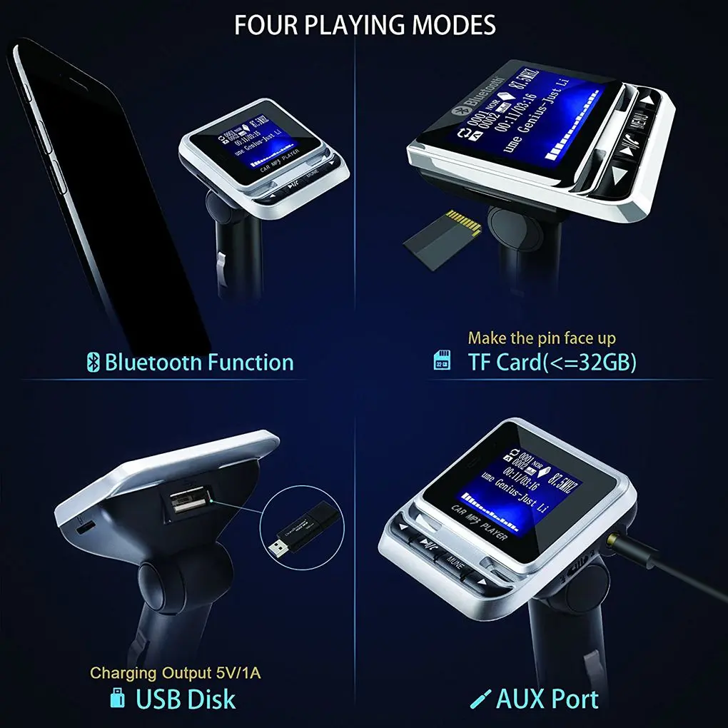 FM12B 1,44 дюймов lcd Bluetooth Автомобильный MP3-плеер беспроводной fm-передатчик громкой связи радио адаптер USB Автомобильное зарядное устройство пульт дистанционного управления