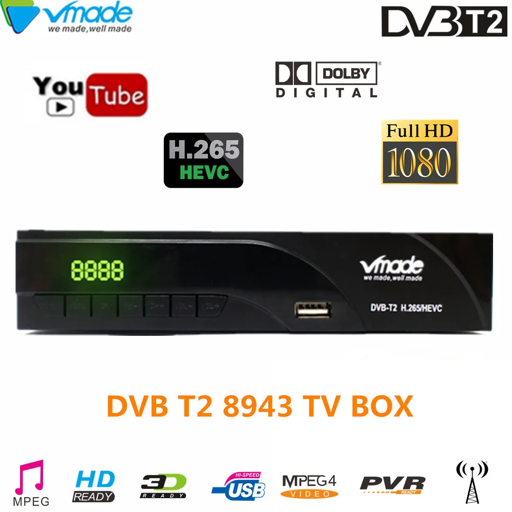 

Vmade DVB T2 digitai Decoder Terrestrial TV receiver with TV Scart DVB T2 8943 H.265 support Dolby AC3 Youtube HEVC set top box