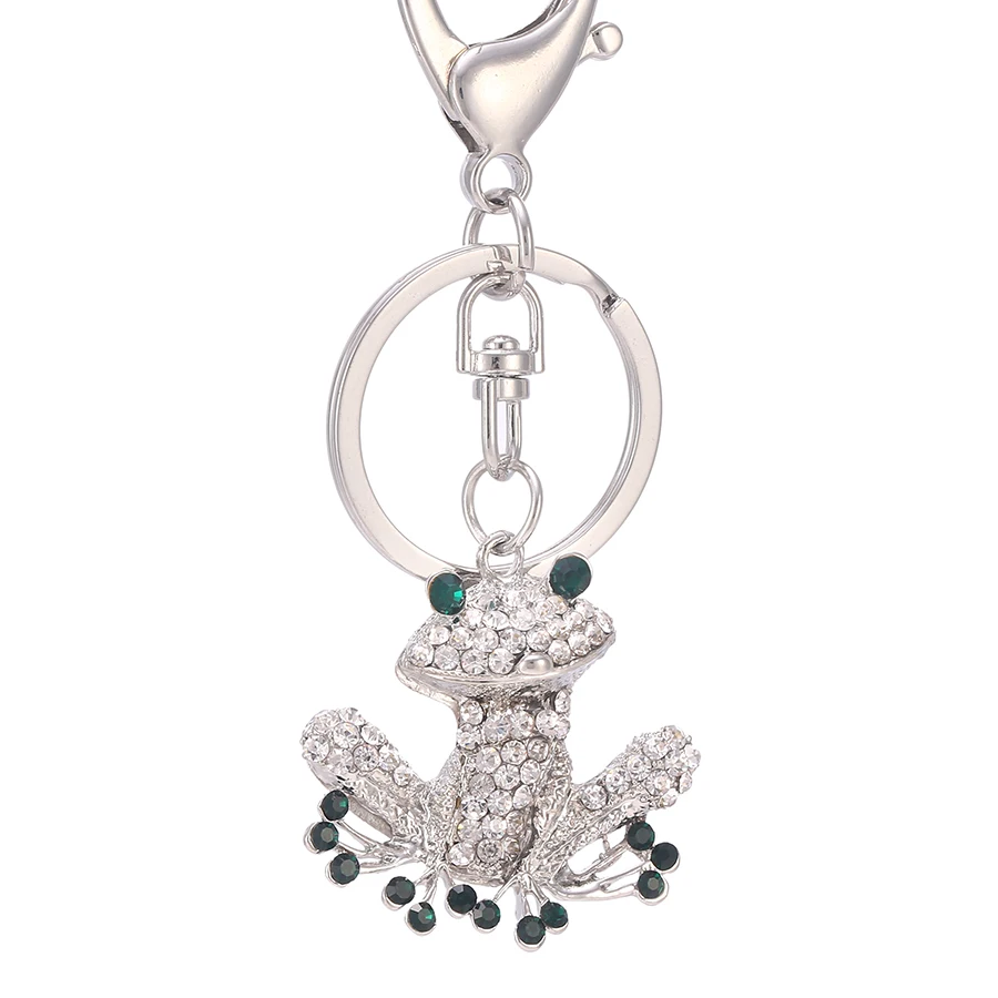 Novelty Fashion Rhinestone Cute Frog Keychain Alloy Key Chains Car