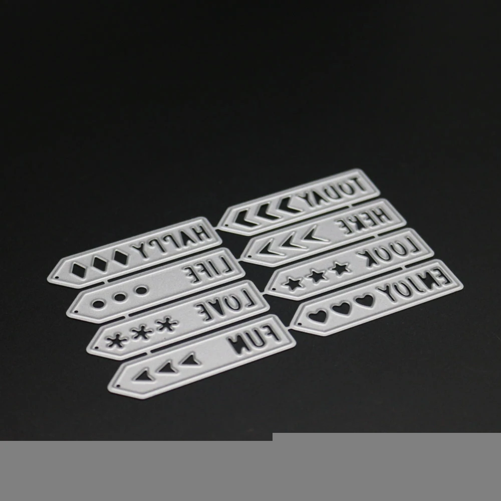 

DIY Love Life Luck Happy Arrows Carbon Steel Die cut Metal Dies, Cutting Dies Stencil For Scrapbooking Wedding Card Decoration.
