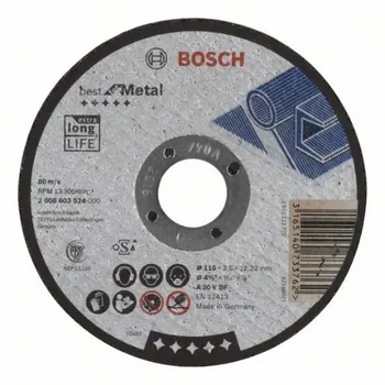 

BOSCH 2608603524 Disc abrasive cutting straight Best Metal 115x2,5mm