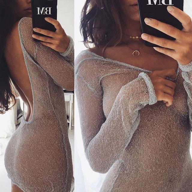 Sexy Bodycon Mesh Top Sheer Mini Dress 2018 high quality dress sexy women dresses robe femme elbise