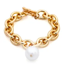 DIEZI Bohemian браслет с жемчугом женские модные аксессуары панк тяжелый толстый браслет-цепочка стимпанк