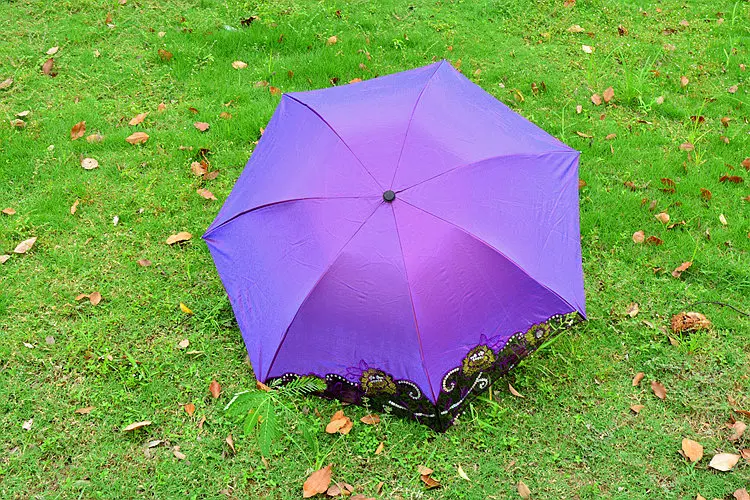 Красивый Цветочный вышитый зонтик, Модный женский зонтик с блестками, складной женский Guarda Chuva, подарок для девушек SP054