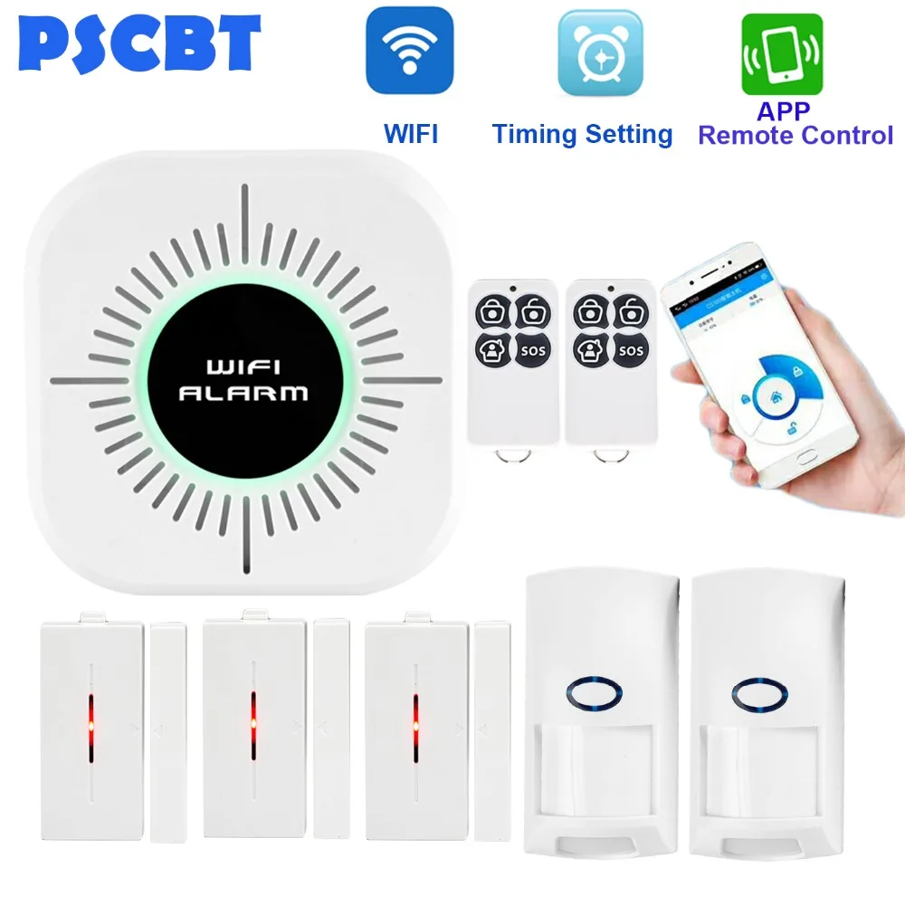 

PSCBT Wireless Home Burglar WIFI Alarm System Security APP Control Android IOS PIR Sensor Door Window Detector Alarm