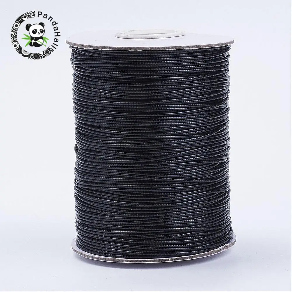 

Korean Waxed Polyester Cord, Black, about 1.0mm thick, about 185yards/roll