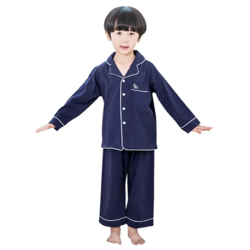 

Children Pajama Sets Solid Pink Couple Home Wearing Cotton Pajamas Solid 2pcs Suits Long Johns Air Conditioning Buttons Suits