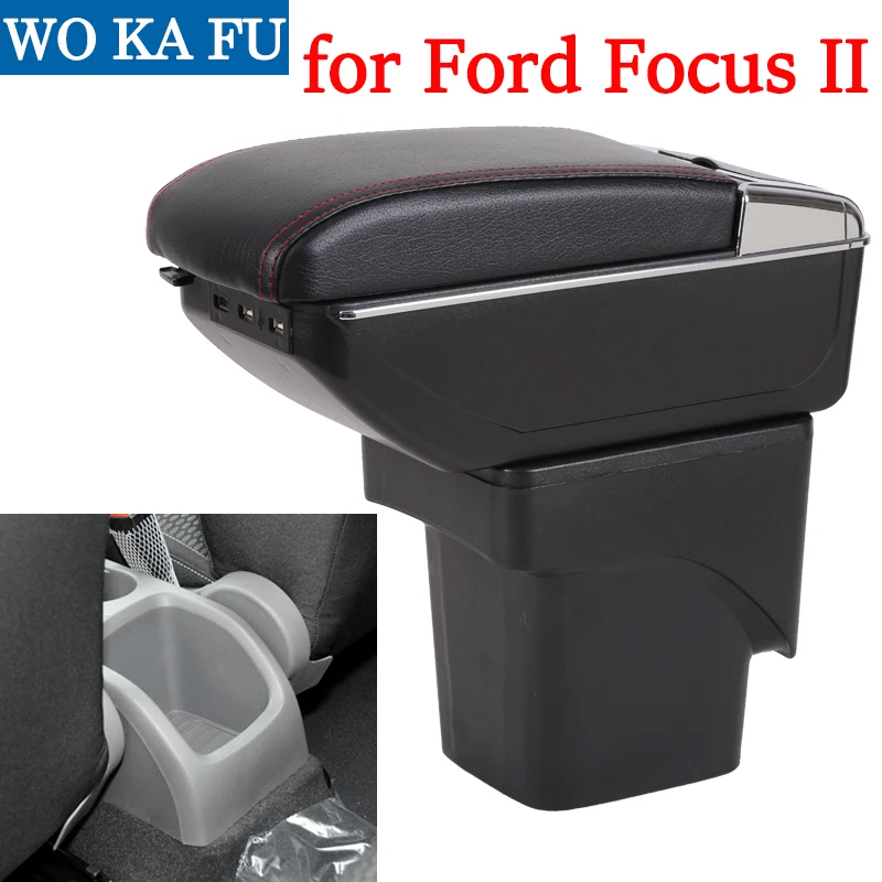 

for Ford Focus II armrest box universal car center console caja modification accessories double raised with USB