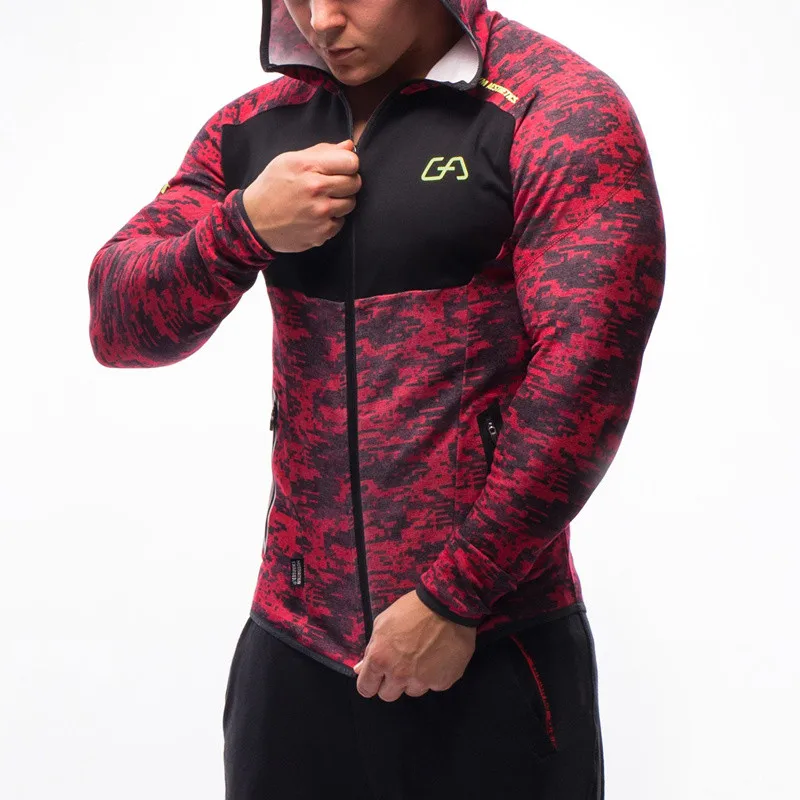 

Gym Aesthetics Mens Camouflage Hoodies Zipper Sweatshirt Workout Training Men Jackets Fitness Bodybuilding Outdoor Sports Coat