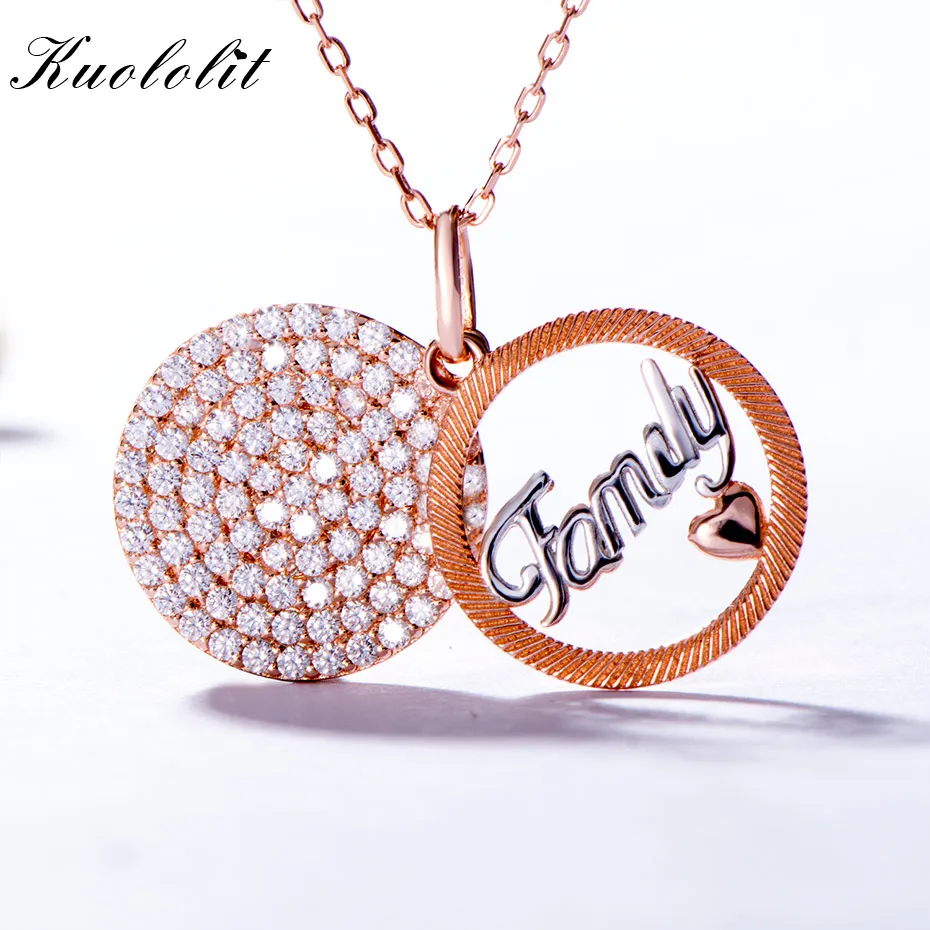 

Kuololit Zircon Gemstone Set Pendant For Women Solid 925 Sterling Silver Rose Gold Letter Necklace Engagement Gifts Fine Jewelry