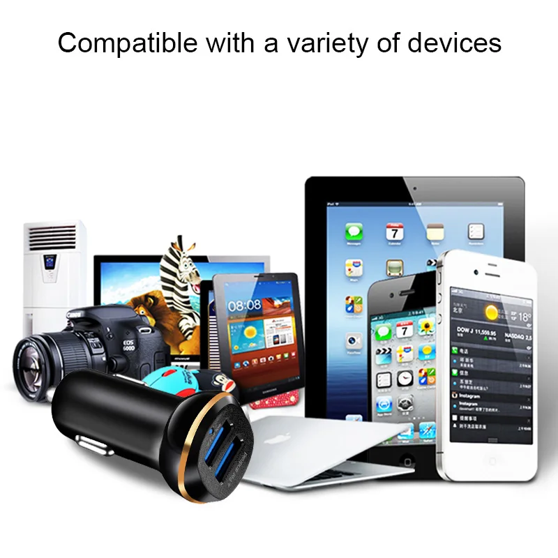 شاحن سيارة ، 2 ميناء USB شاحن سيارة ل فون x 7 6 5 سامسونج s8 s7 s6 Xiaomi هواوي المزدوج Usb سيارة -شاحن الهاتف محول 5 فولت 3.1A