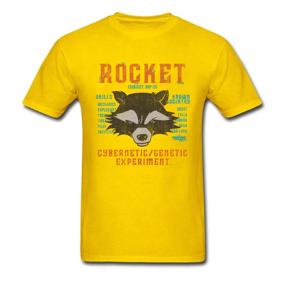 Discount Man T Shirt O Neck Short Sleeve Pure Cotton Star Wars Rocket Raccoon Subject 89P13 T Shirt Street T-Shirt Rocket Raccoon Subject 89P13 yellow
