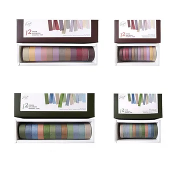

12 Rolls/pack Colored Washi Tape Set Diy Decoration Scrapbooking Planner Masking Tape Adhesive Tape Label Sticker