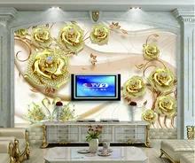 Special Offers Custom 3d Mural Wallpaper  Golden Jewels Open Rich Jewels TV Background Wall Painting Wallpaper