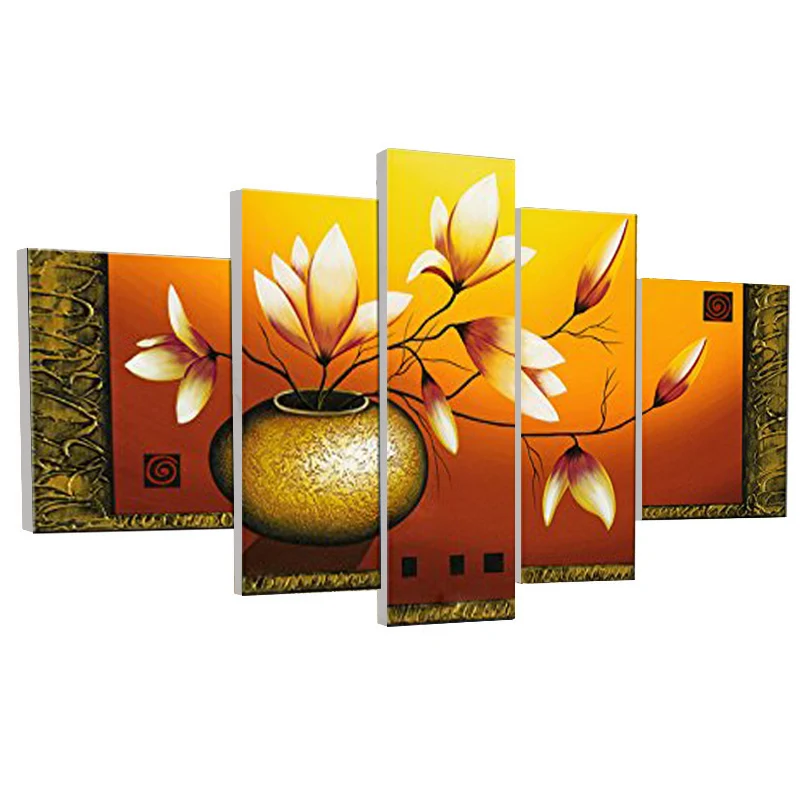

5-picture Combination Cornucopia hand drawn oil painting modern abstract to living room wall art decorative painting