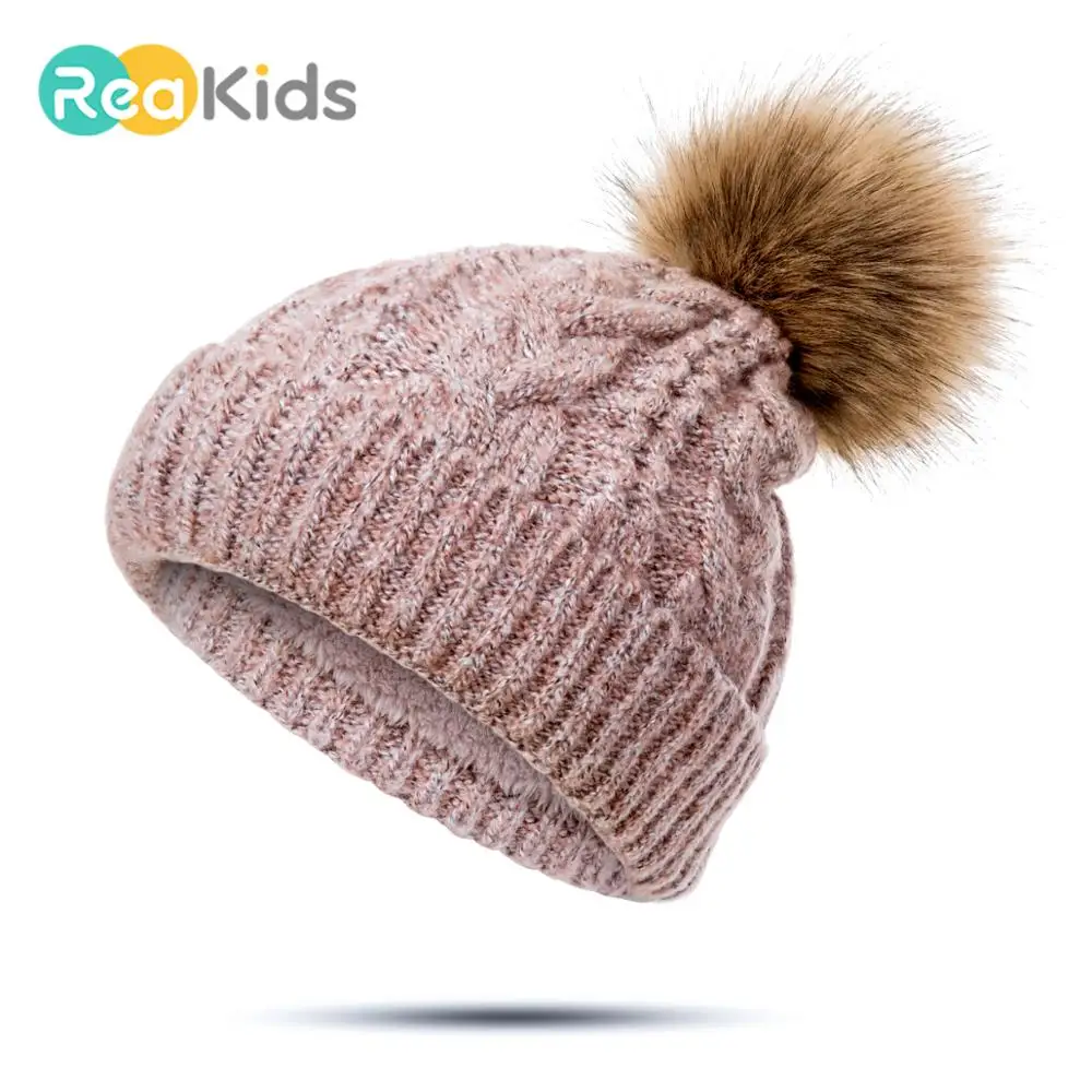 REAKIDS модные унисекс детская вязаная шапочка из хлопка теплая детская шляпа кепки милый зимний комплект теплой детской одежды; детские головные уборы детские шапки