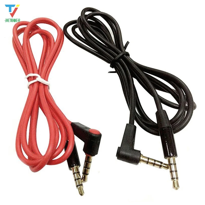 100pcs lot Red 4 to 4 3 to 3 Elbow Audio Cable 3 5mm Male to Male Detox Pro Headphone Replacement Audio Extension Cable cheap