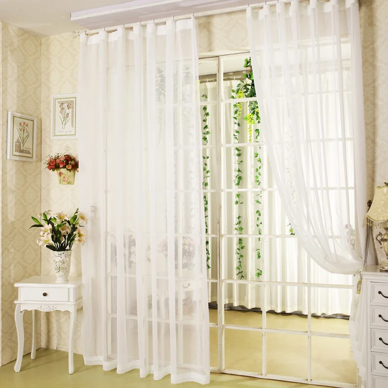 Hot Sale White Sheer Curtains For Balcony Door Bay Windows The