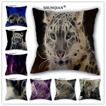 

Fashion High Quality Cotton Linen Cat and Tiger Pillowcase Decorative Pillow Case For Home Pillow Cover WZ51626