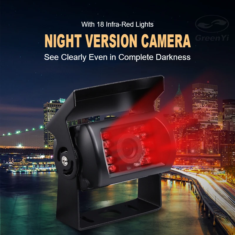 GreenYi камера заднего вида для грузовика сверхмощный 18 светодиодный ИК ночного видения Водонепроницаемая камера заднего вида для грузовика/прицепа/пикапов/RV