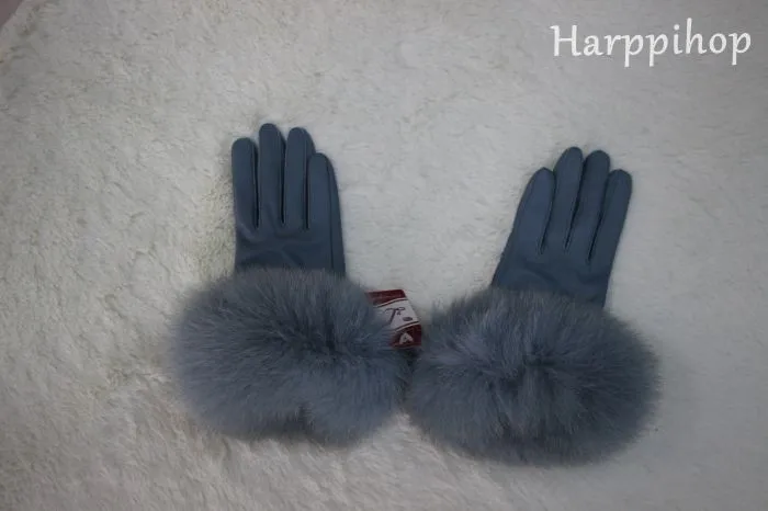 Женские новые стильные осенне-зимние высококачественные модные теплые толстые перчатки из мягкой кожи с натуральным лисьим мехом, варежки