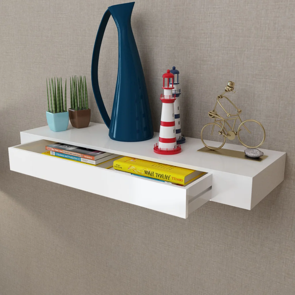 

Ikayaa MDF wall shelf Books / DVD shelf Book Shelf Pegboard with 1 drawer DE US FR ES Stock