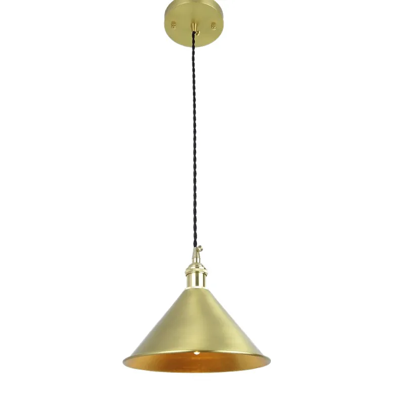 

D200mm Brass cone shade quality E14 pendant light edison LED vintage copper shade lighting fixture brass pendant lamp for home