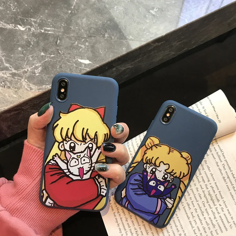 Kawaii Japanese Anime Sailor Moon Phone Case For iPhone 7 Puls 6 6S 8 X XS Max XR Cases Cute Soft Slicone Back Cover |