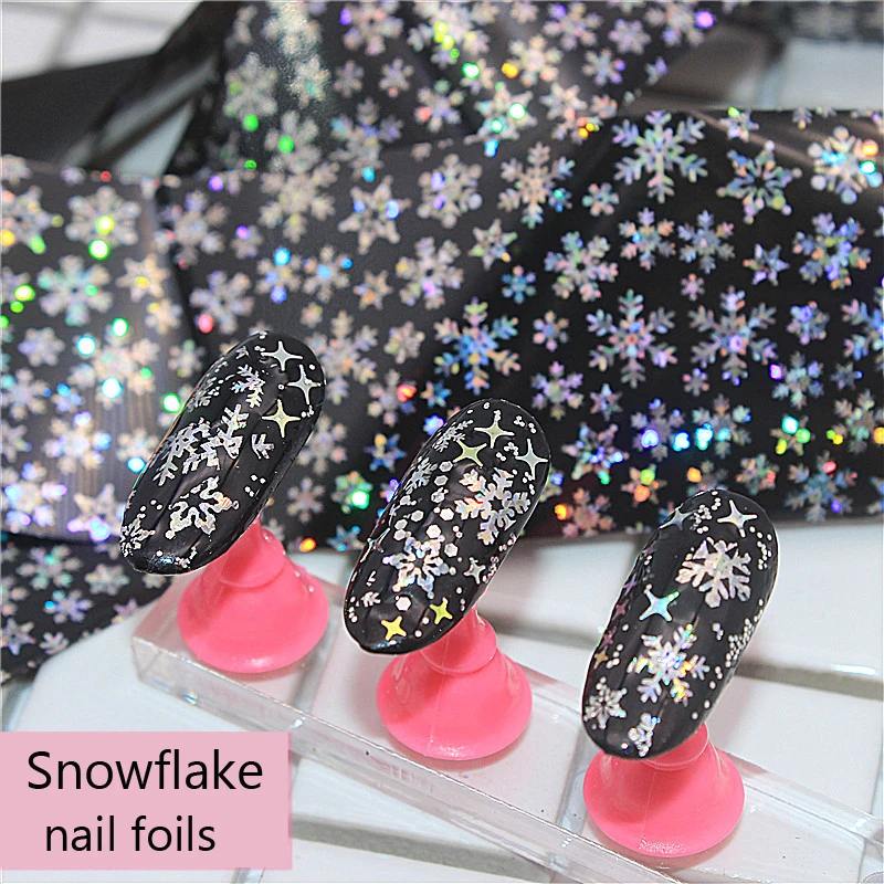 

1 roll 100*4cm Laser XmasNail Foil Holographic Snowflake Transfer Foil Stickers Christmas Santa Claus Foil Sticker