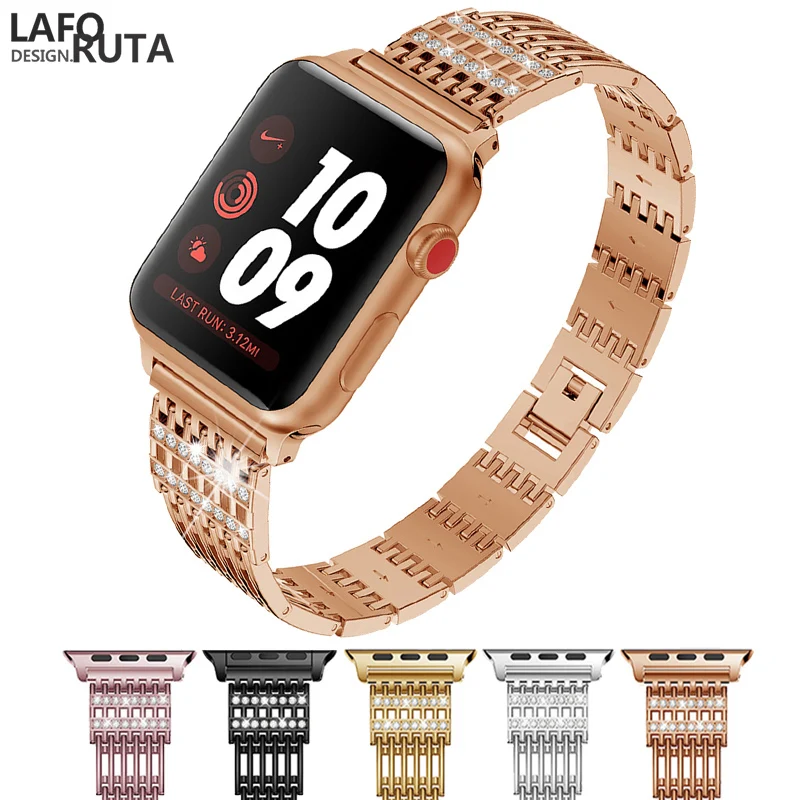 La TA Bling Браслет для Apple Watch Series 4 Для Женщин 40 мм 44 ремешок iWatch нержавеющая сталь 42 38 браслет