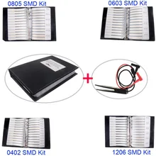 0805 0603 0402 1206 SMD Capacitor Resistor Assortment Combo Kit Sample Book + LCR Clip Tweezer 5000pcs 0603 30r 30 ohm 5% smd resistor