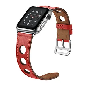 Новейший ремешок для часов из натуральной кожи Herm для Apple Watch Series 3 2 1 Аксессуары для iwatch Band для Apple Series 4 40 мм 44 мм - Цвет ремешка: Red