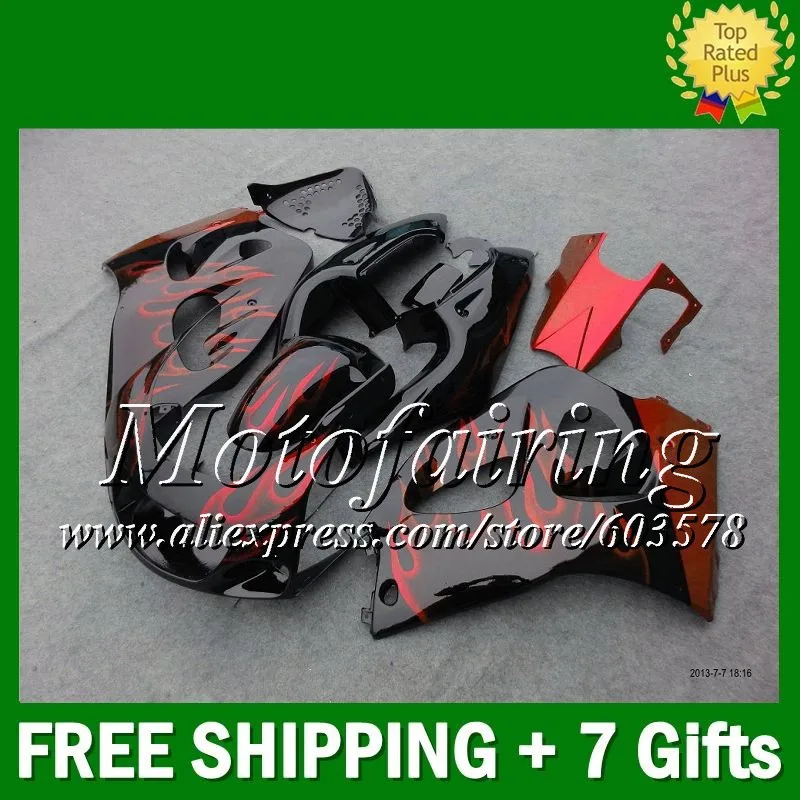 

+Fairing For SUZUKI GSXR 600 750 Orange flames SRAD 96 97 98 99 00 Orange black GSX R600 R750 #396 1996 1997 1998 1999 2000