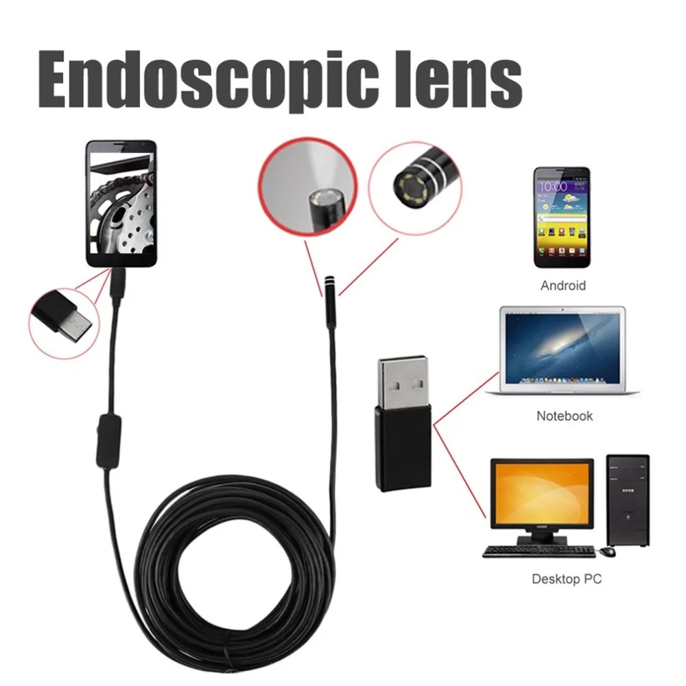 

NEW Arrival TYPE-C Waterproof USB Inspection Endoscope Inspection Cam HD 10 Meters Cable 5.5 mm Lens For HUA WEI Type-C Phone