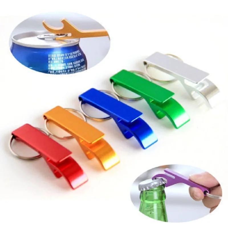 

1pc Beer Bottle Opener Keychain 4 in 1 Pocket Aluminum Can Opener Jar Openers Random Color 65mm x 12mm