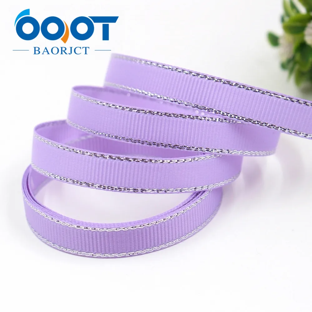 OOOT BAORJCT I-19316-565 10 мм 10 ярдов Серебряный двусторонний grosgrain ленты, DIY лук кепки аксессуары и украшения