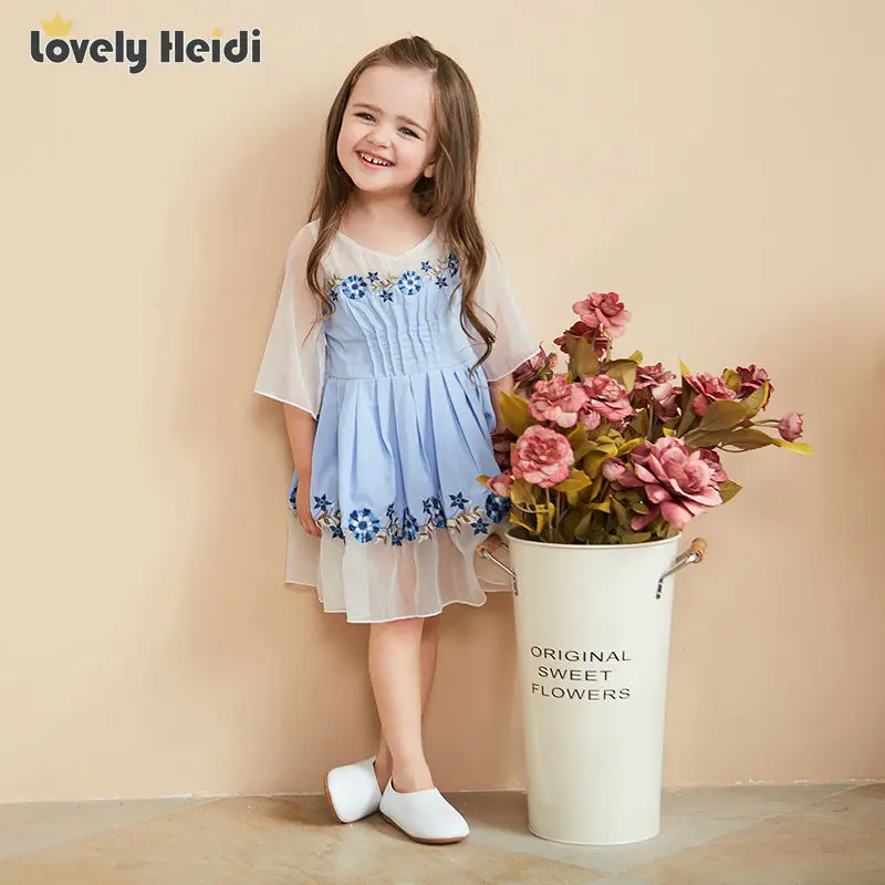

Girl party dress Flower embroider for girl 2017 summer formal girl  dresses junior girls prom gown dresses baby clothes