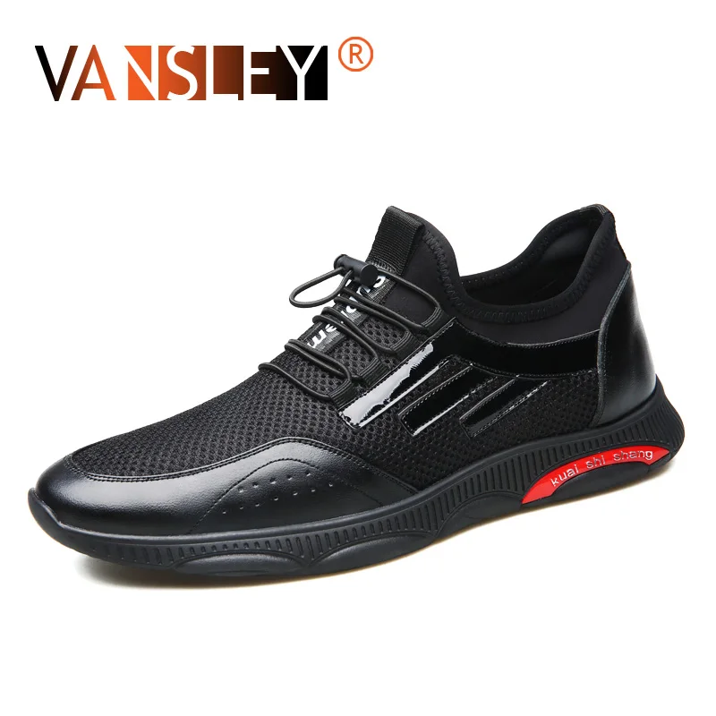 

Summer Men's Leather Casual Sneakers Male Mesh Soft Flats Shoes Fashion Moccasins Brand Men Shoes Man Breathable Mesh Sneakers