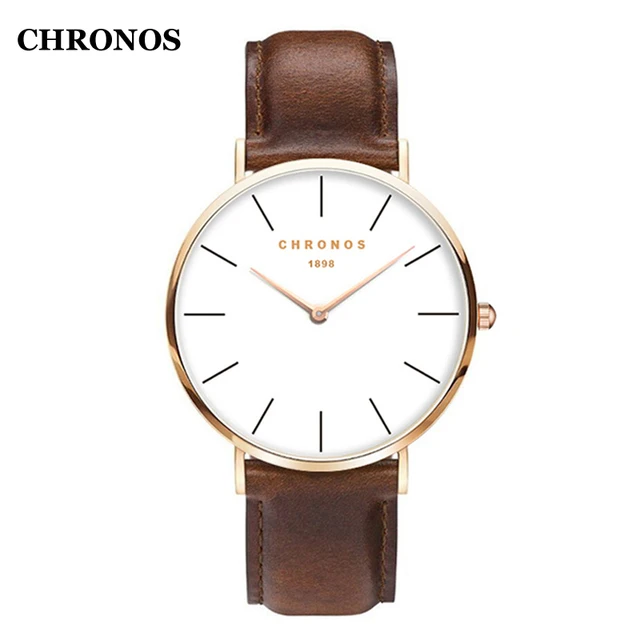 CHRONOS 1898 Men Watches Luxury Casual Quartz Wristwatch Leather Strap Simple Wa CHRONOS 1898 Men Watches Luxury Casual Quartz Wristwatch Leather Strap Simple Wa