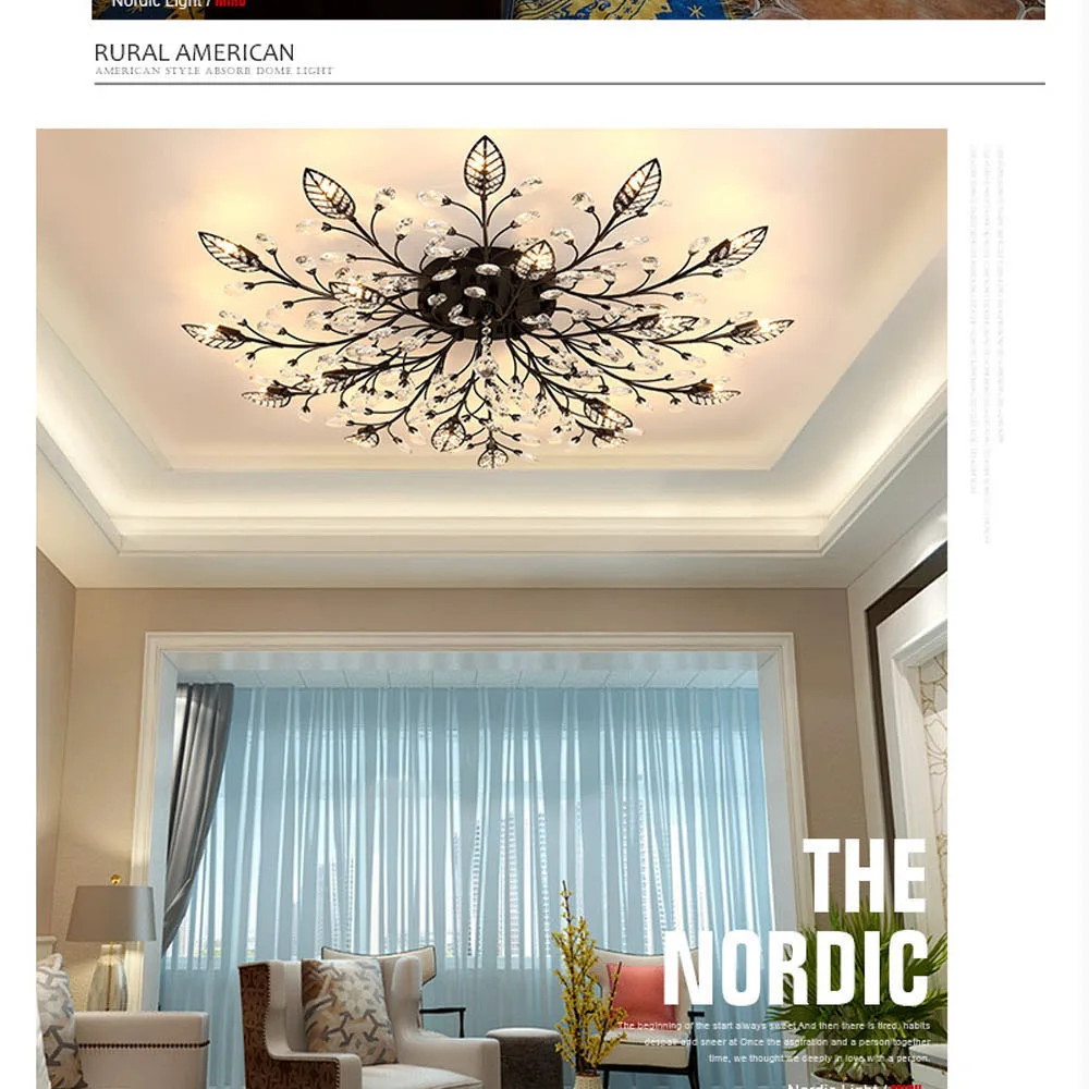 Modern Nordic K9 Crystal LED Ceiling Lights Fixture Gold Black Home Lamps for Living Room Bedroom Kitchen Bathroom4