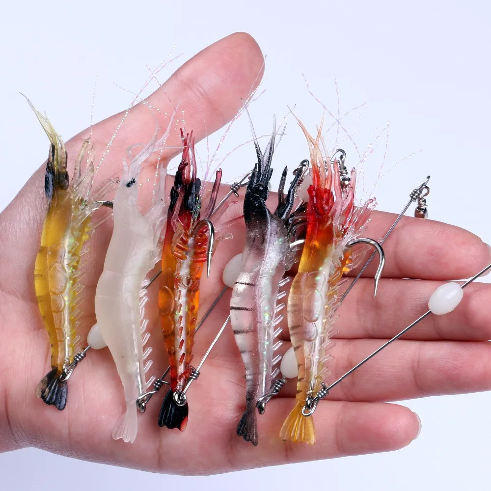 

Balleo 5pcs/lot 6g/9cm Luminous silicon shrimp Soft Lure fishing lure silicone baits carp fishing tackle