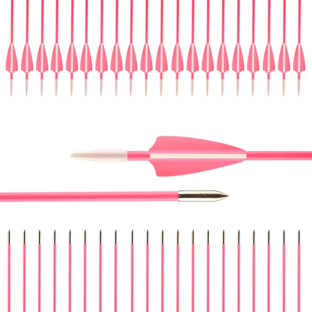 20pcs 30 Inch Fiberglass Shaft Pink Arrows 30'' Practice Hunting
