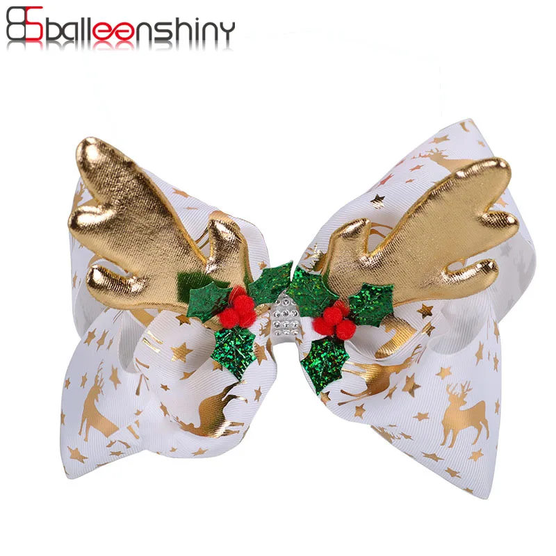 

Balleenshiny 2019 New Christmas Antlers Elk Baby Hair Clips Hot Stamping Bow Baby Hairpin Headwear Christmas Gift for Kids Girls