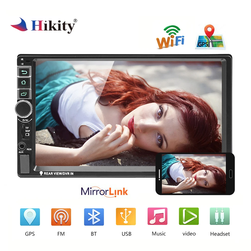 Hikity 2 din Android GPS Car Radio 8802 Universal Car Multimedia Player 7 Inch Mirror link
